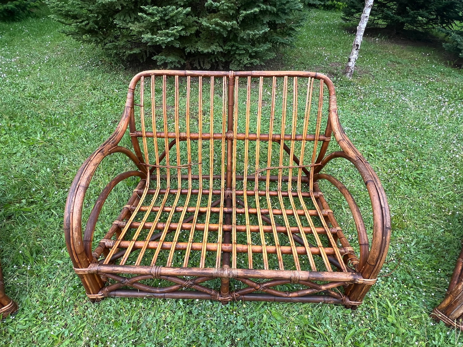 Paul Frankl Ritts Tropitan Style Rattan Outdoor/Indoor Conversation Set, 3 Pieces - 8