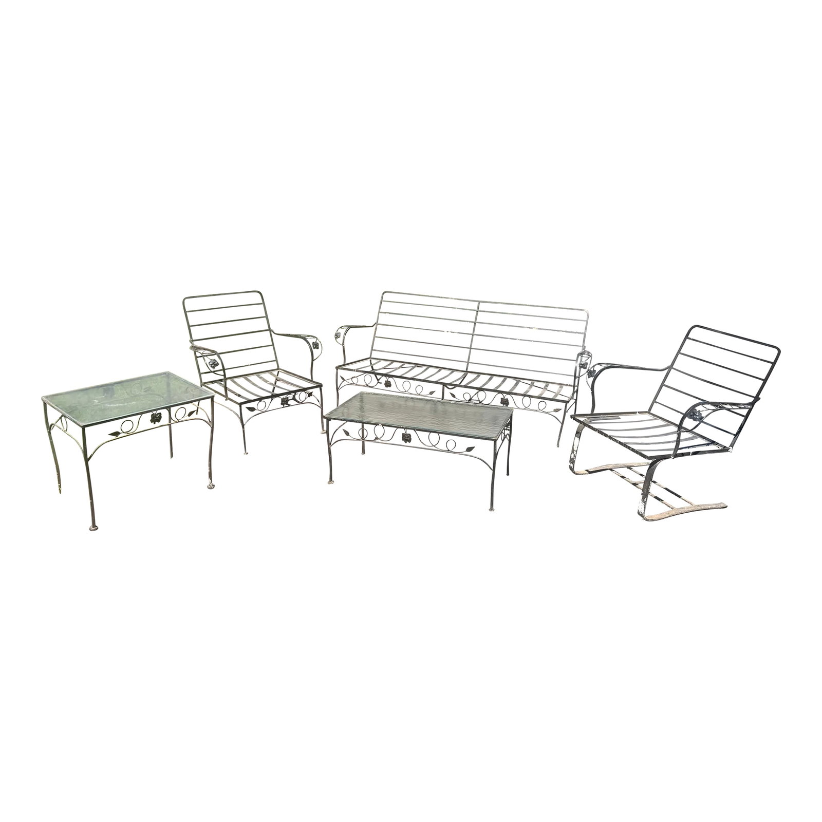 Hollywood Regency Wrought Iron Outdoor Furniture Set, 5 Pieces (1 of 12)