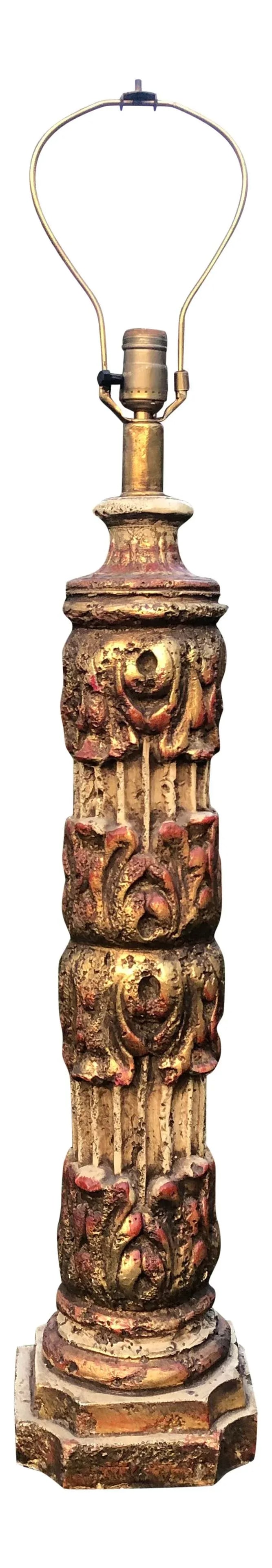 1970s Mid Century Plaster Column Lamp - 2