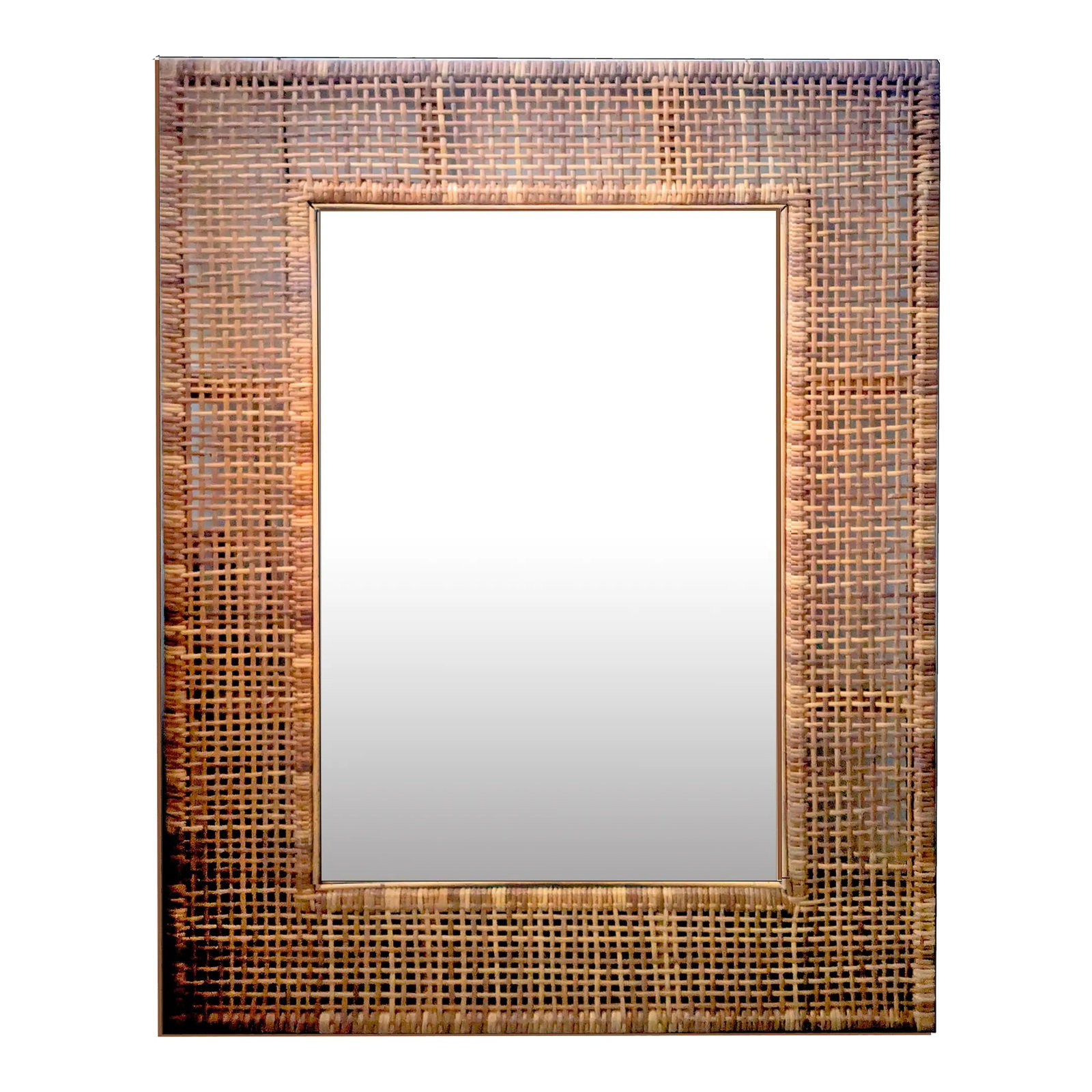 X-Large Mid Mod Artisanal Wicker Cane Framed Wall Mirror (1 of 8)