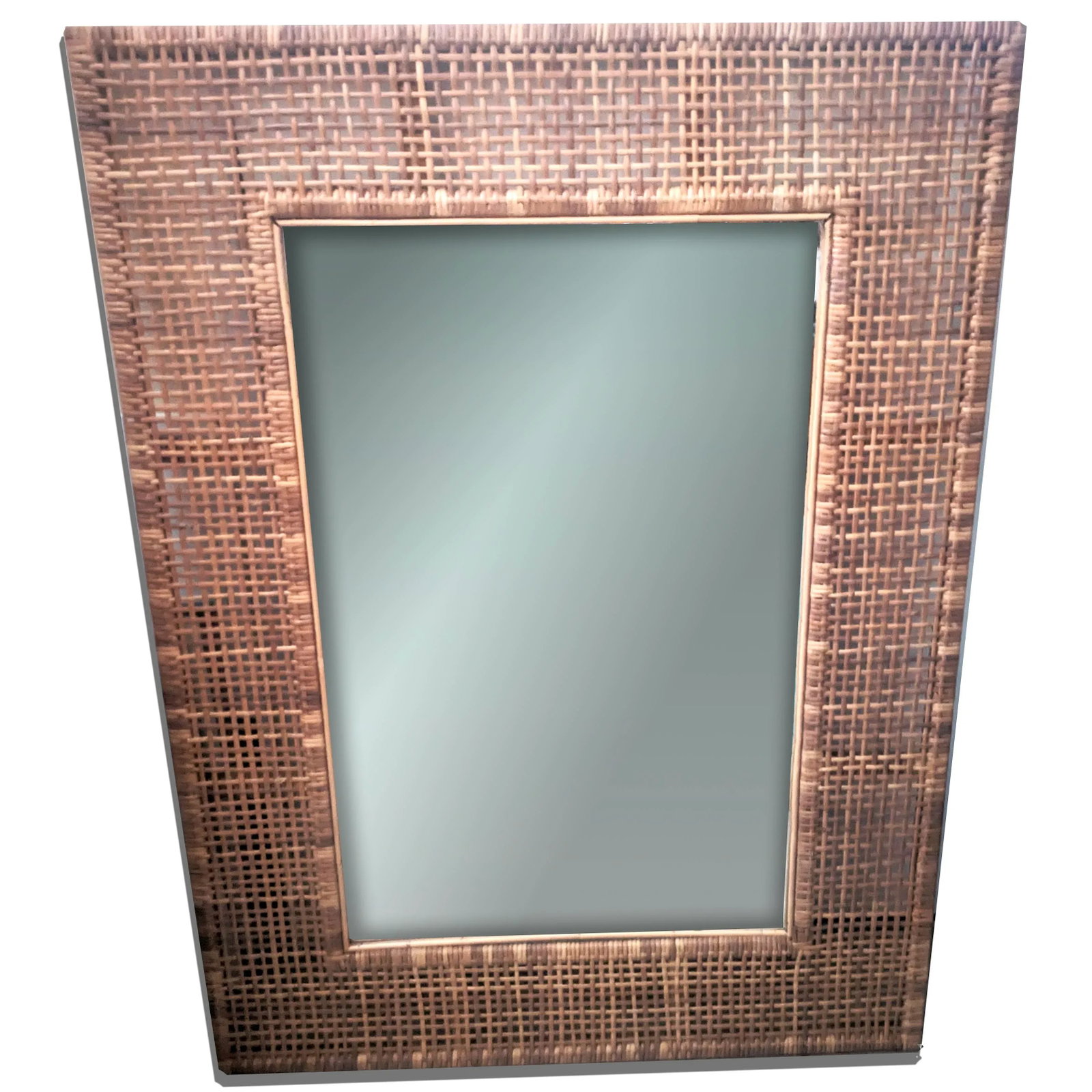 X-Large Mid Mod Artisanal Wicker Cane Framed Wall Mirror - 3