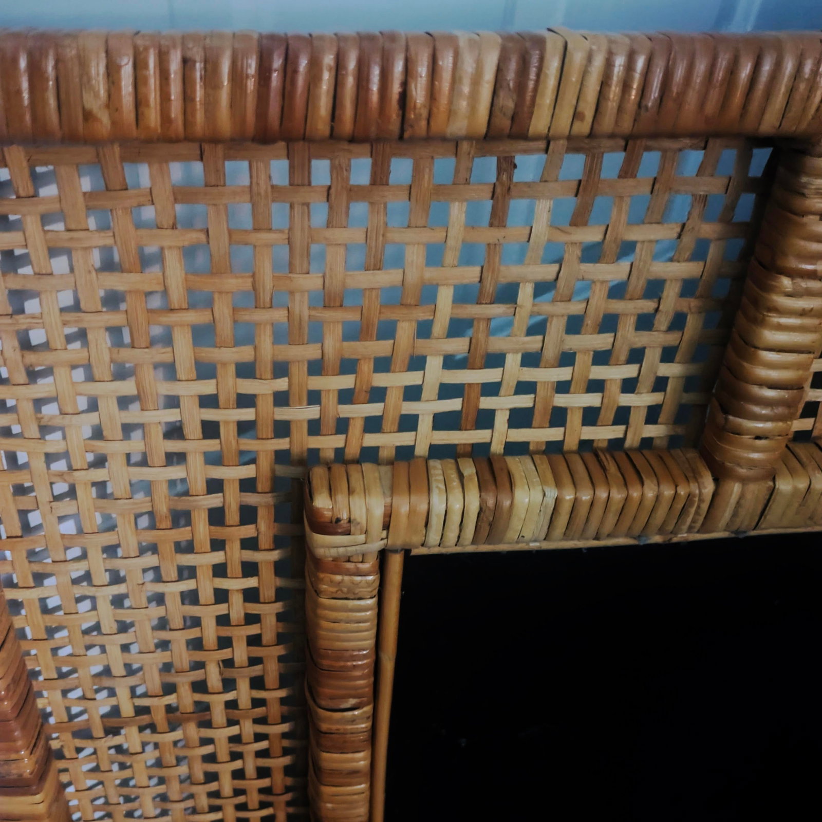 X-Large Mid Mod Artisanal Wicker Cane Framed Wall Mirror - 6