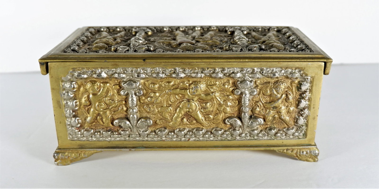 Vintage Brass and Silver Relic Casket Box Made in Spain - 3