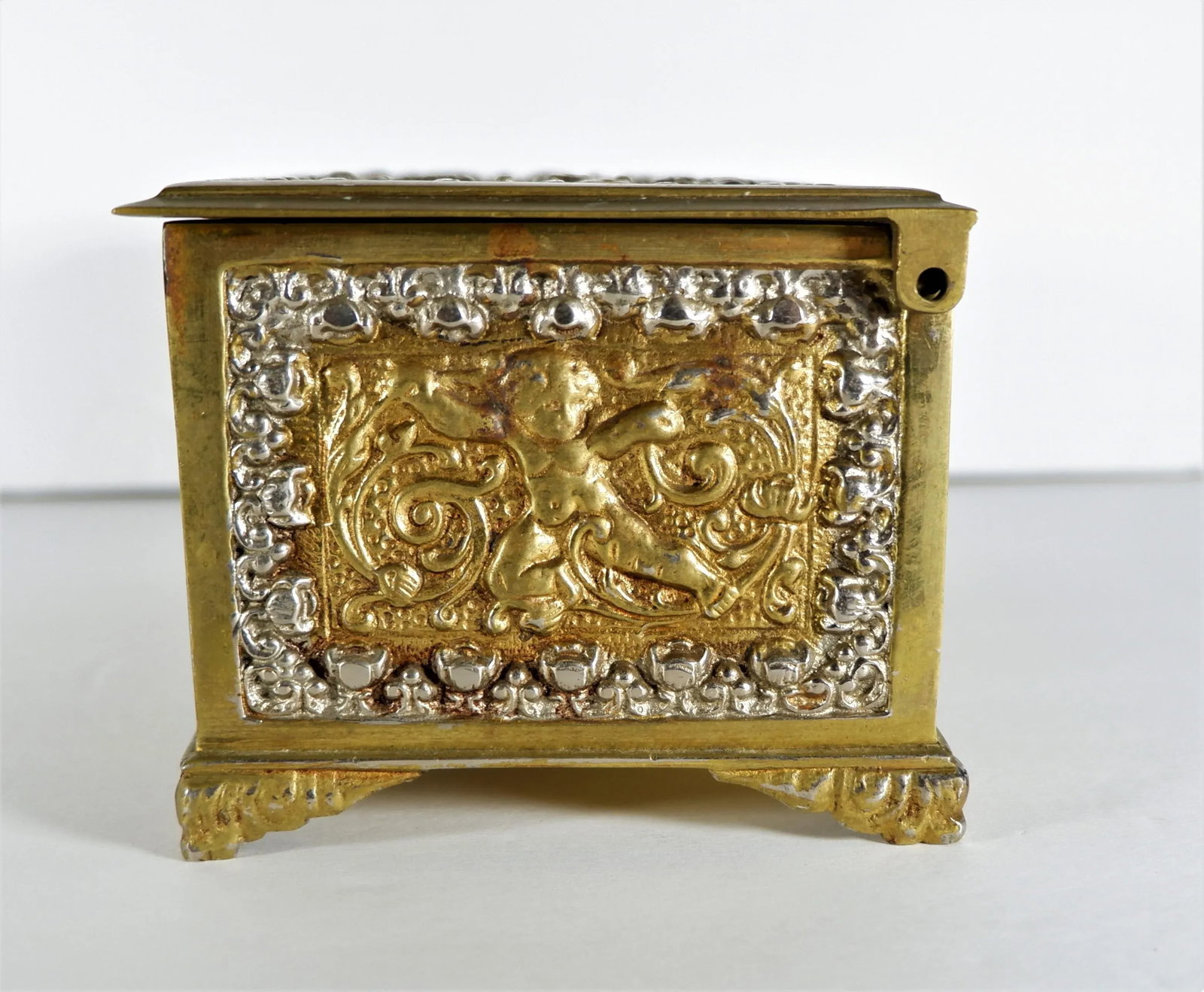 Vintage Brass and Silver Relic Casket Box Made in Spain - 4