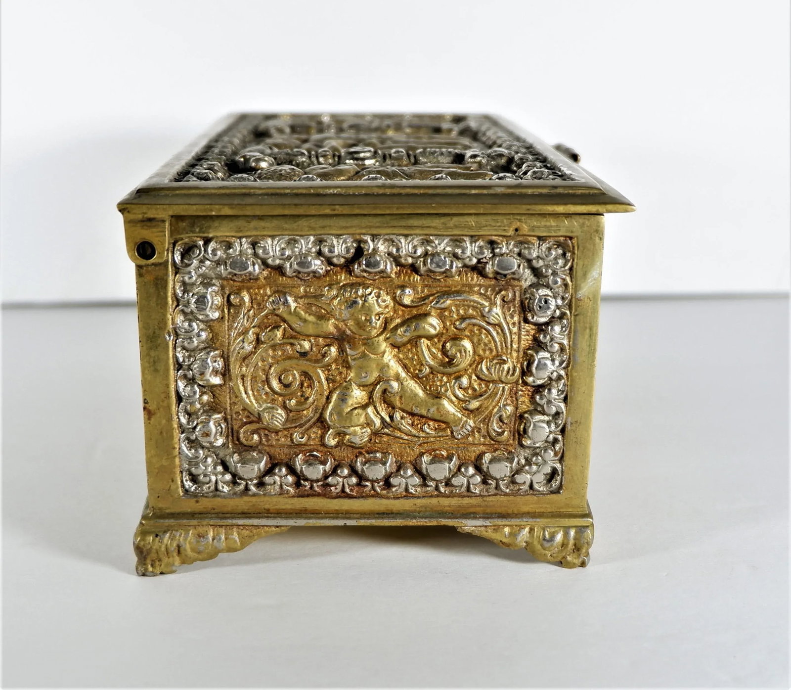 Vintage Brass and Silver Relic Casket Box Made in Spain - 5