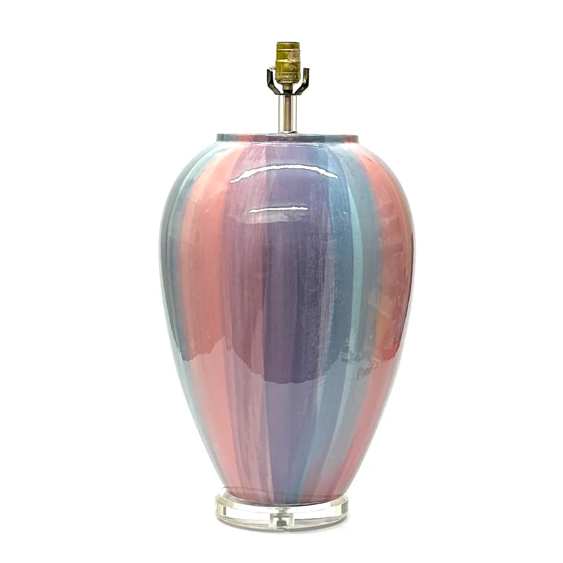 Stunning Pink & Purple Oversized Ceramic Table Lamp - 2