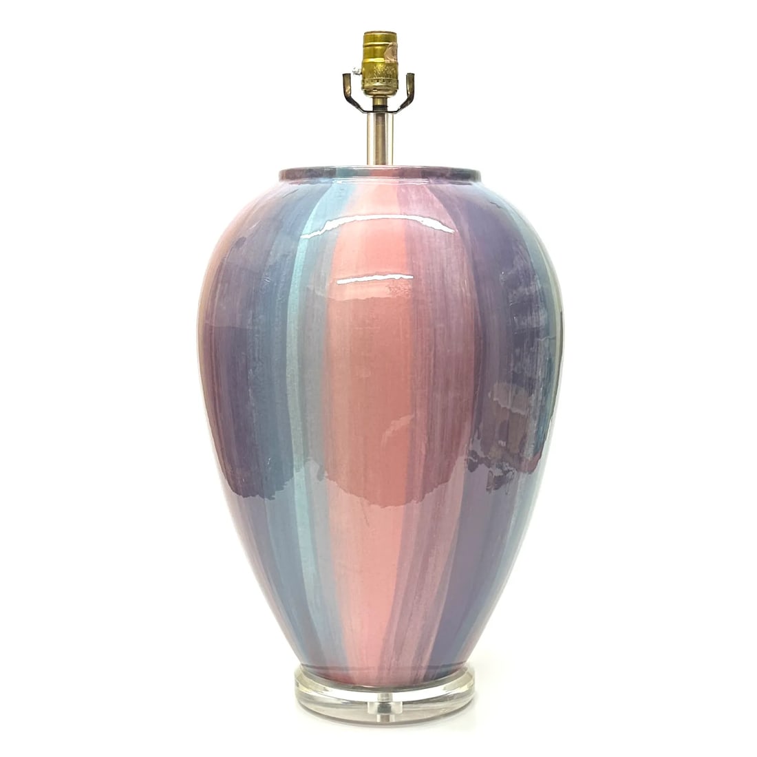 Stunning Pink & Purple Oversized Ceramic Table Lamp - 3