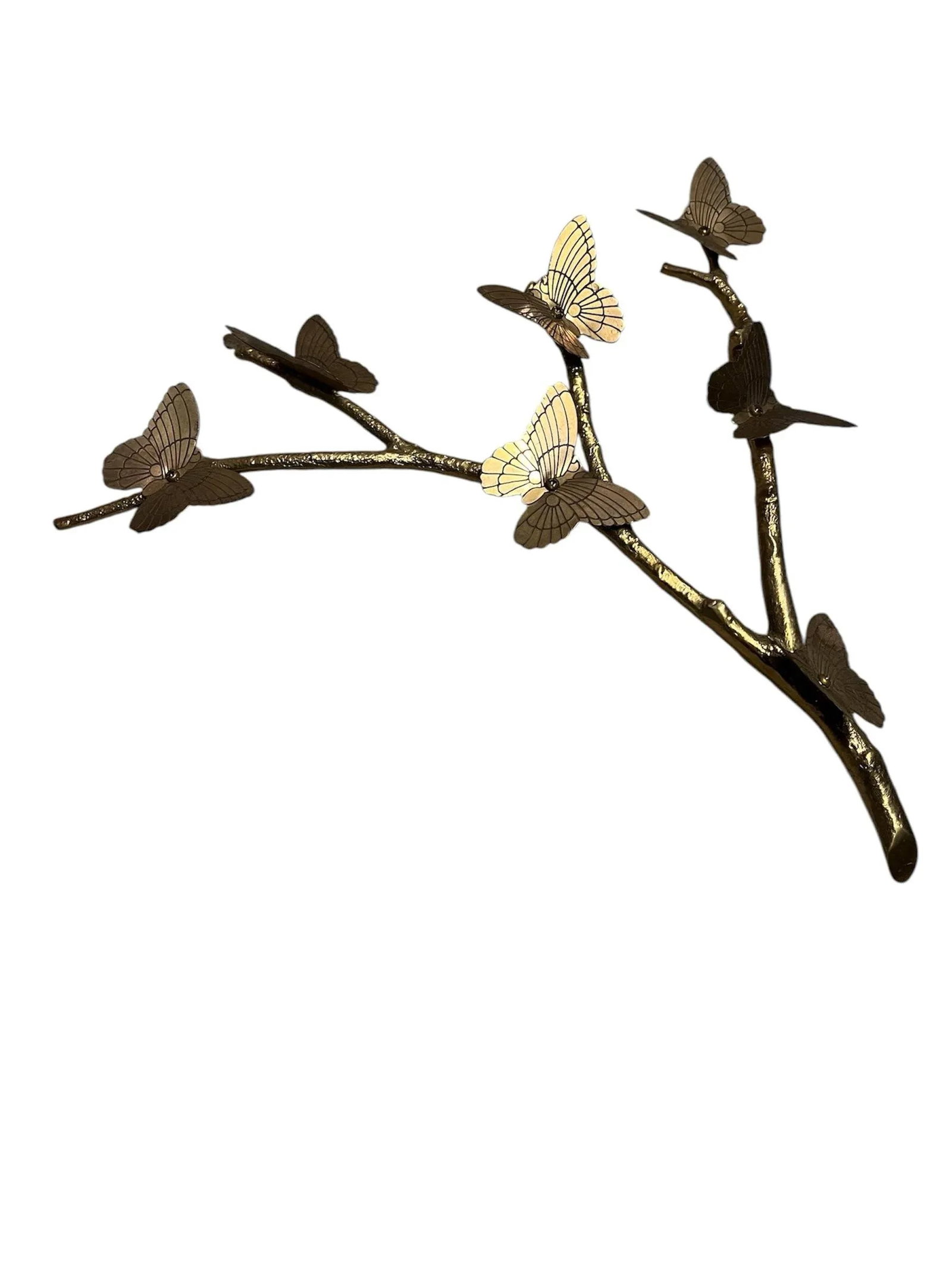 Mid Century Brass Butterfly Branch Wall Decoration M - 2