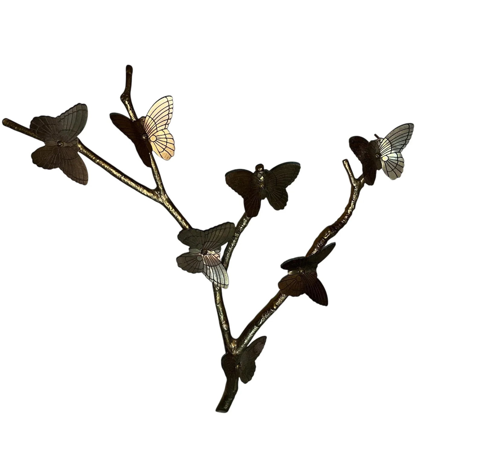 Mid Century Brass Butterfly Branch Wall Decoration M - 4
