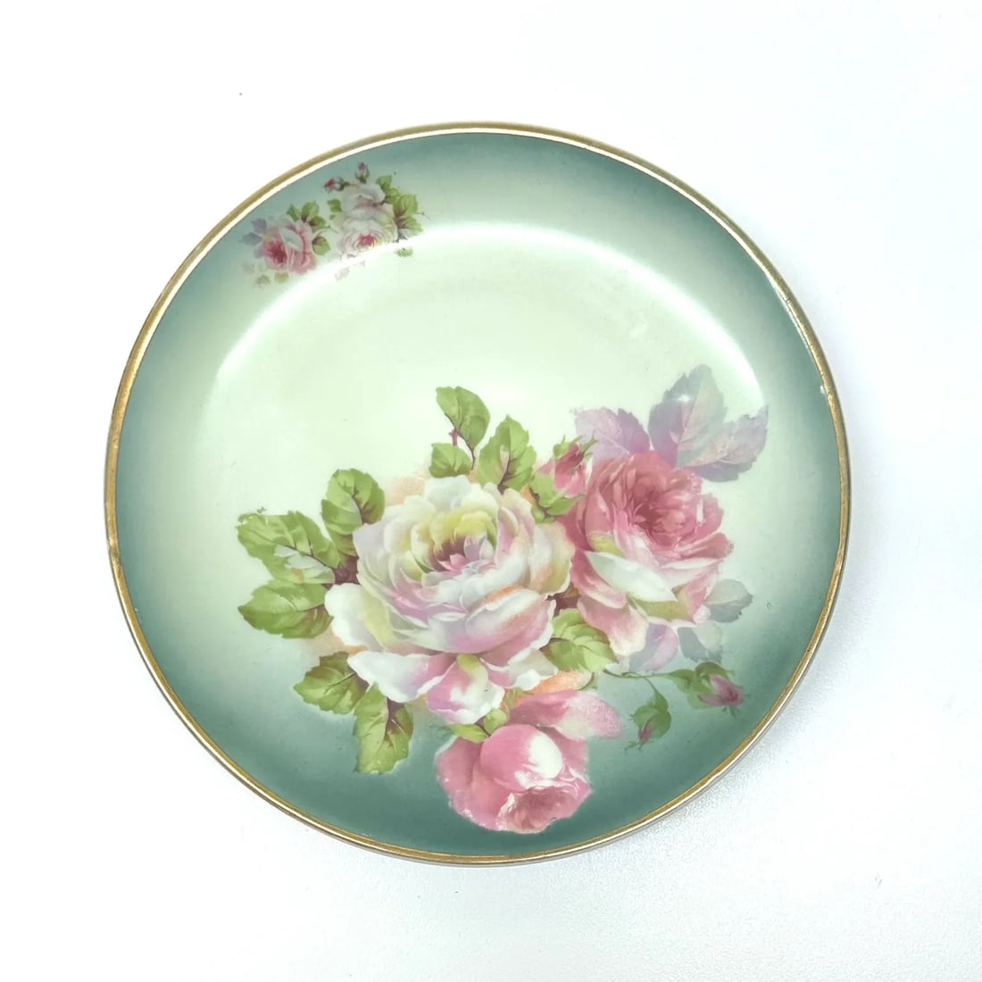 Dusty Teal & Magenta Vintage Floral Wall Plate Curation - Group of 7 - 4