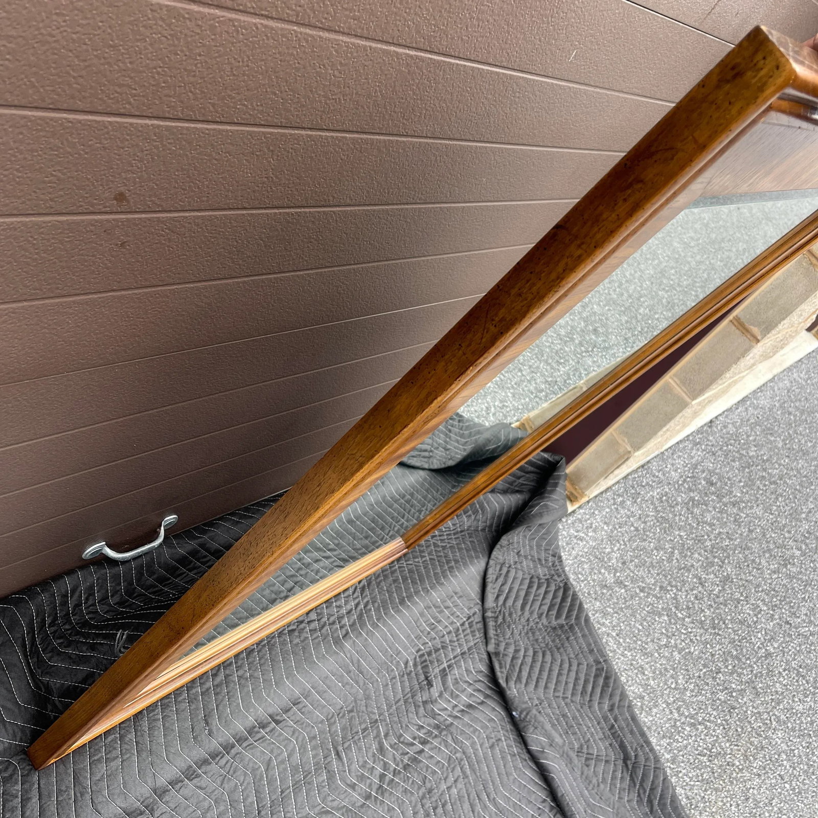 Vintage Drexel Accolade Large Campaign Style Vertical Wall Mirror in Pecan - 10