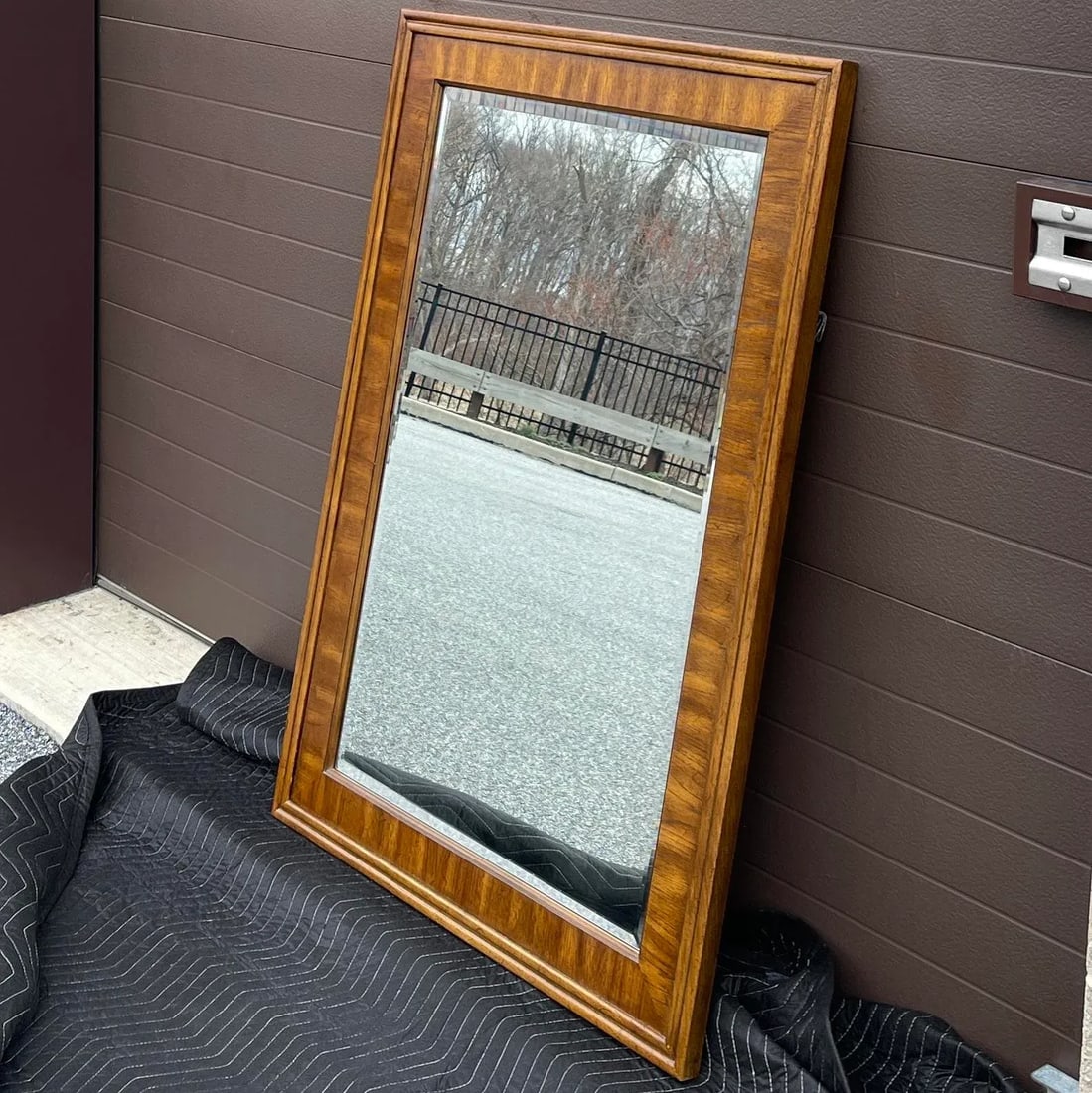 Vintage Drexel Accolade Large Campaign Style Vertical Wall Mirror in Pecan - 2