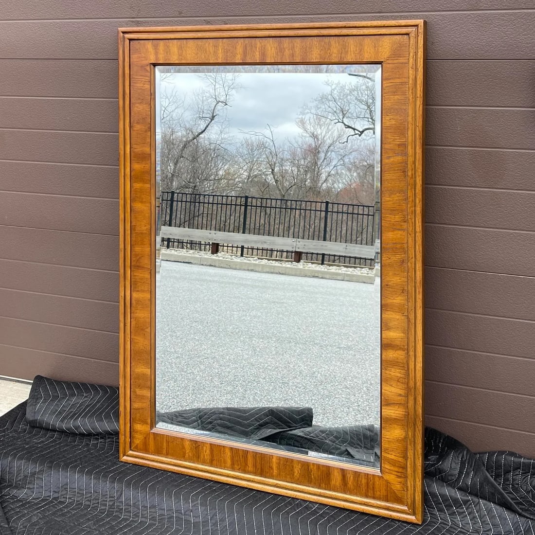 Vintage Drexel Accolade Large Campaign Style Vertical Wall Mirror in Pecan - 3