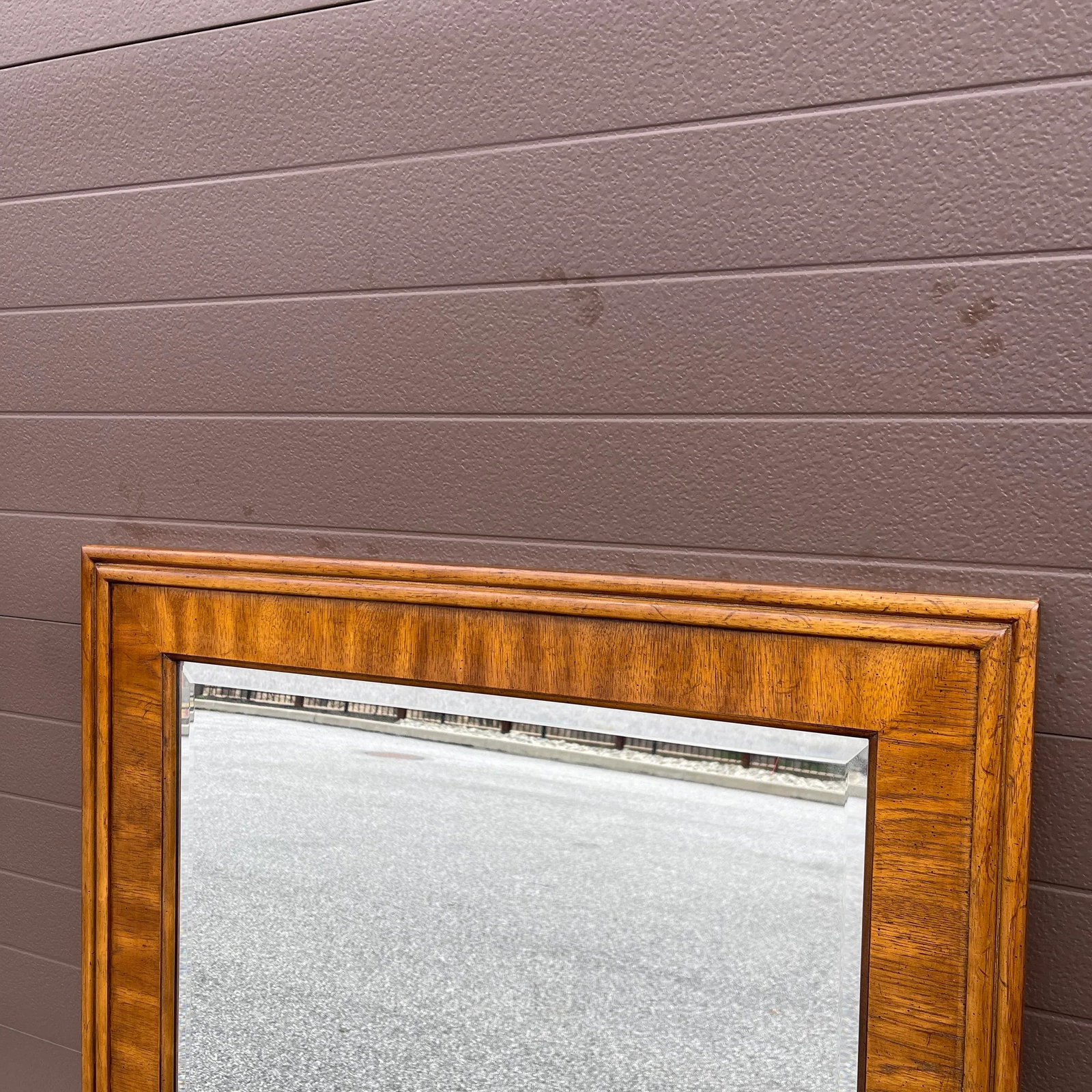 Vintage Drexel Accolade Large Campaign Style Vertical Wall Mirror in Pecan - 4