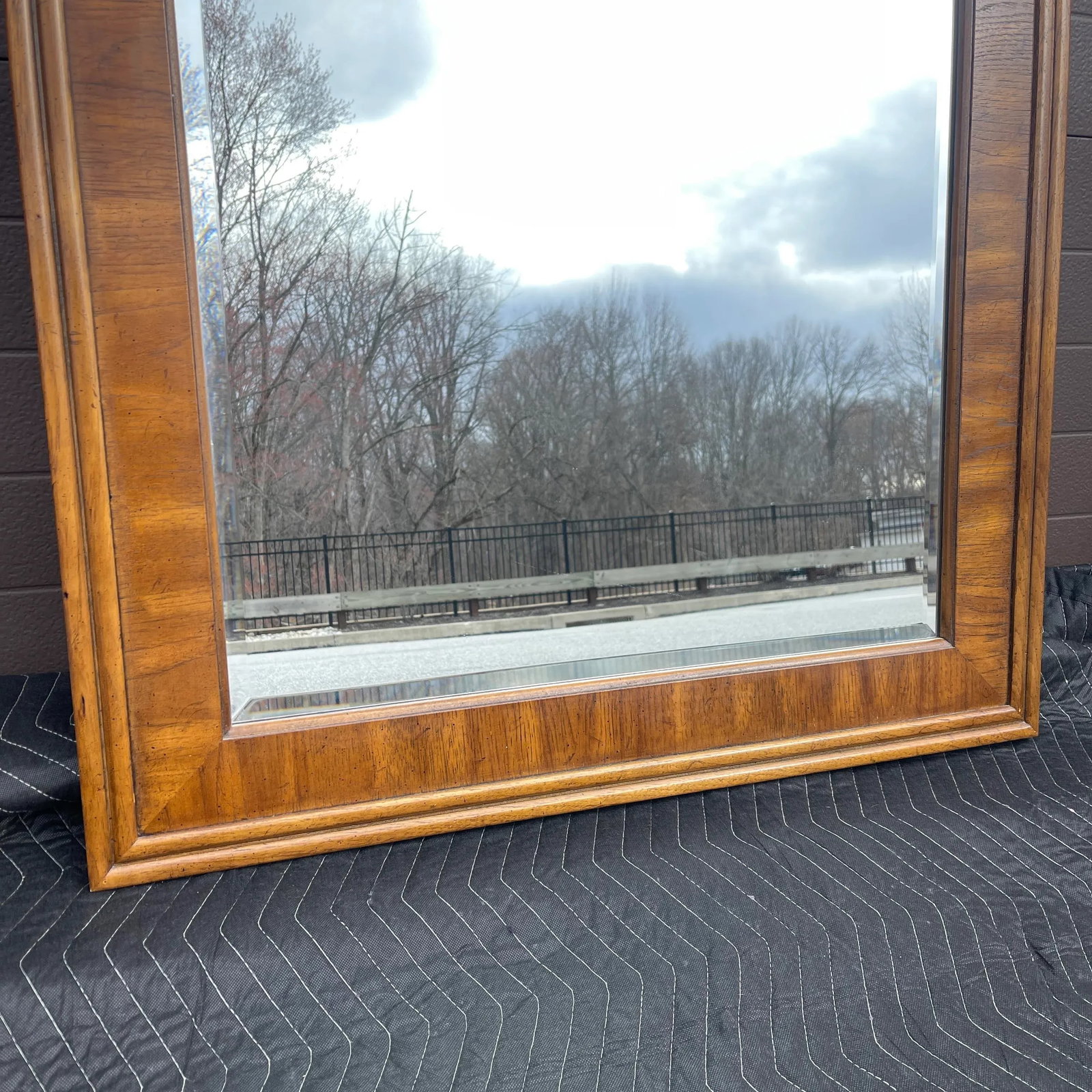 Vintage Drexel Accolade Large Campaign Style Vertical Wall Mirror in Pecan - 5
