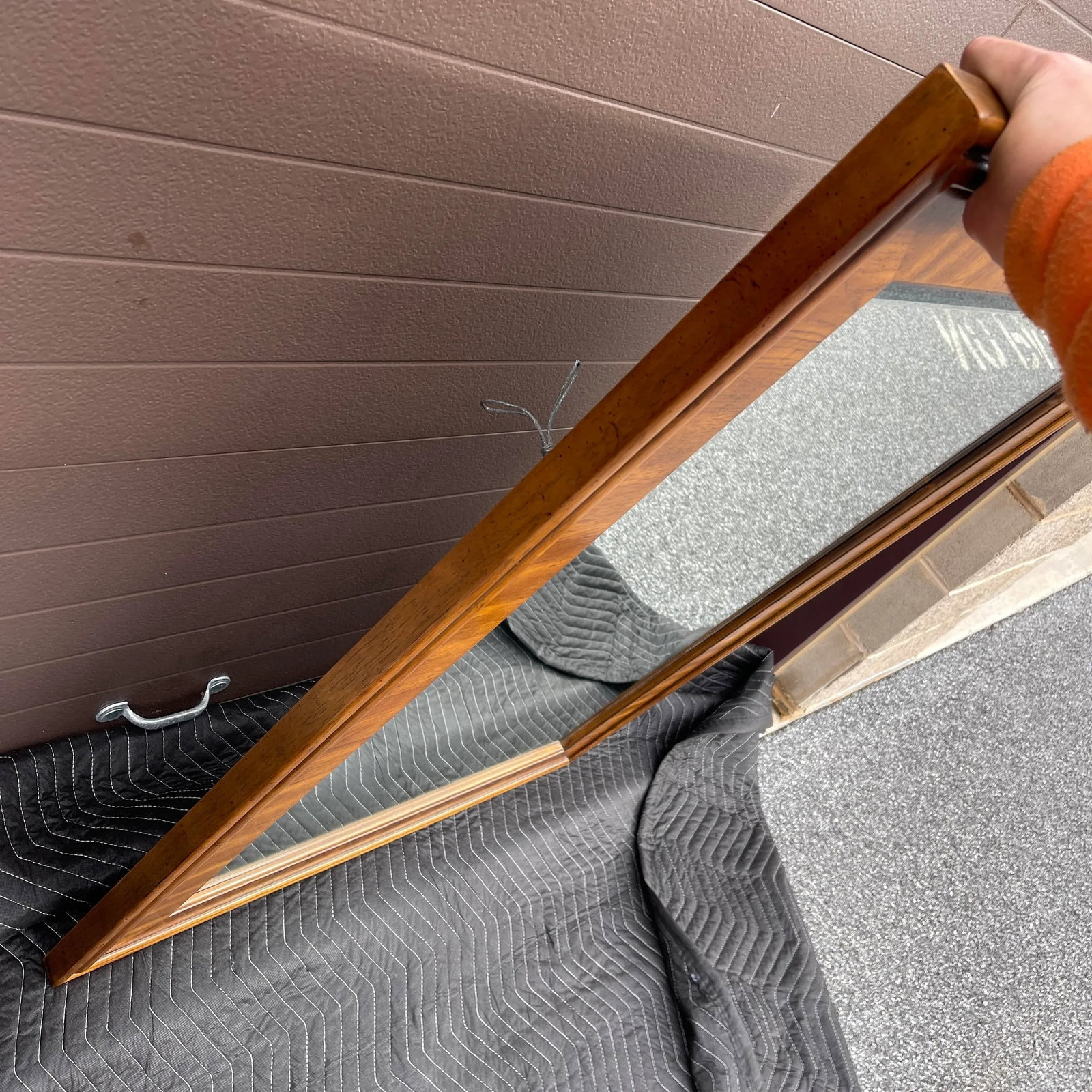 Vintage Drexel Accolade Large Campaign Style Vertical Wall Mirror in Pecan - 8