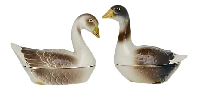 Mid-Century French Majolica Goose Tureens - a Pair (1 of 5)