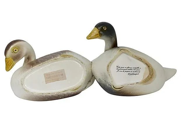 Mid-Century French Majolica Goose Tureens - a Pair - 4