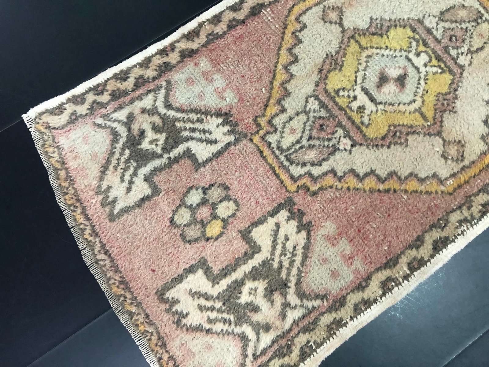 Vintage Turkish Handmade Ethnic Small Rug - 4