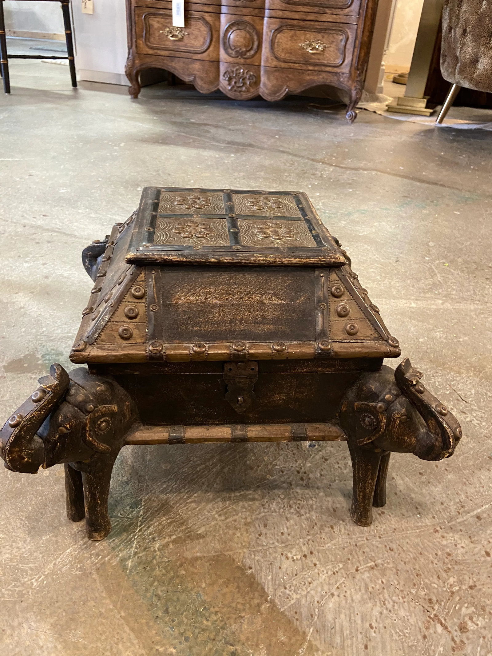1920s Carved Wood Elephant Box - 2