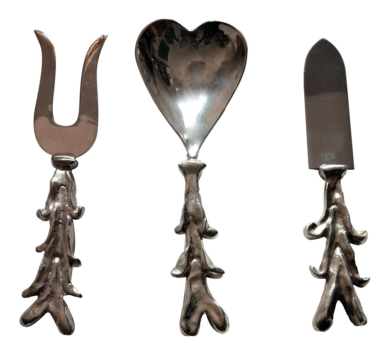 1990s "I Love You" Silverplate Hostess Serving Set by Aram/ Boxer - 3 Pieces: Three piece "I Love You" Hostess Serving Set in Ocean Coral Pattern by Aram/Boxer. Great wedding gift idea! Condition: Alterations: Original Condition Unaltered Imperfections: Some Imperfections