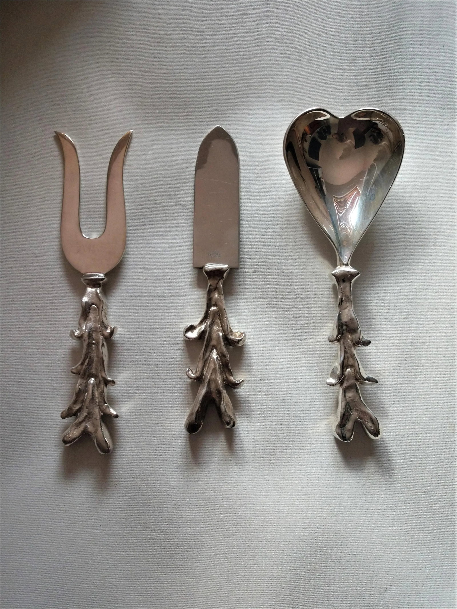 1990s "I Love You" Silverplate Hostess Serving Set by Aram/ Boxer - 3 Pieces - 2