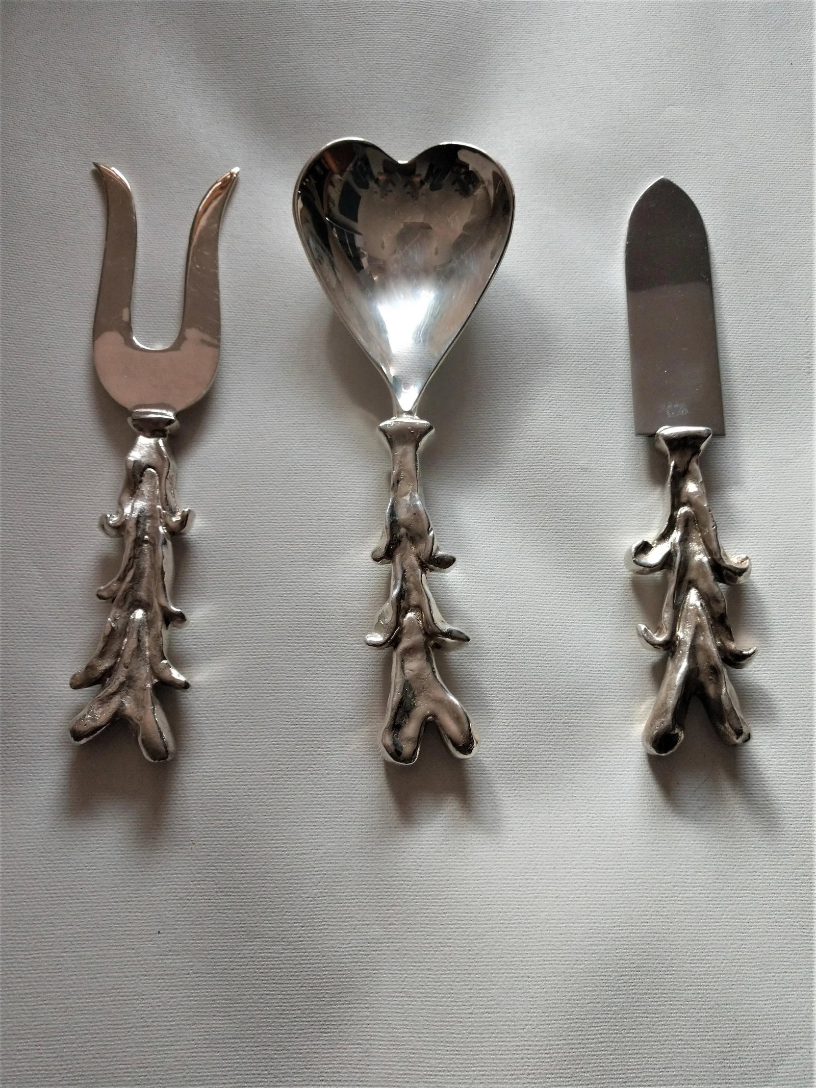 1990s "I Love You" Silverplate Hostess Serving Set by Aram/ Boxer - 3 Pieces - 8