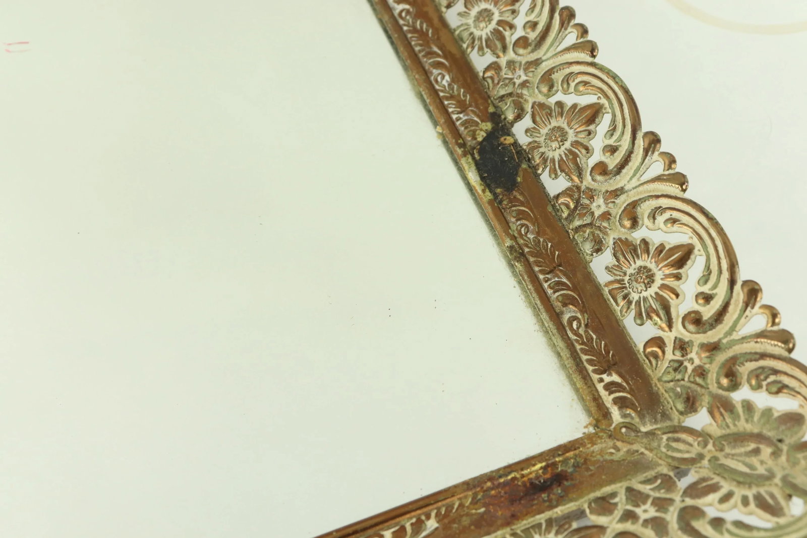 Vintage Hollywood Regency Floral Mirrored Vanity Perfume Tray - 4