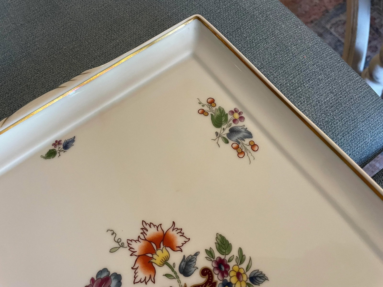 Vintage Richard Ginori Tray With Gilded Rim and Handles - 13