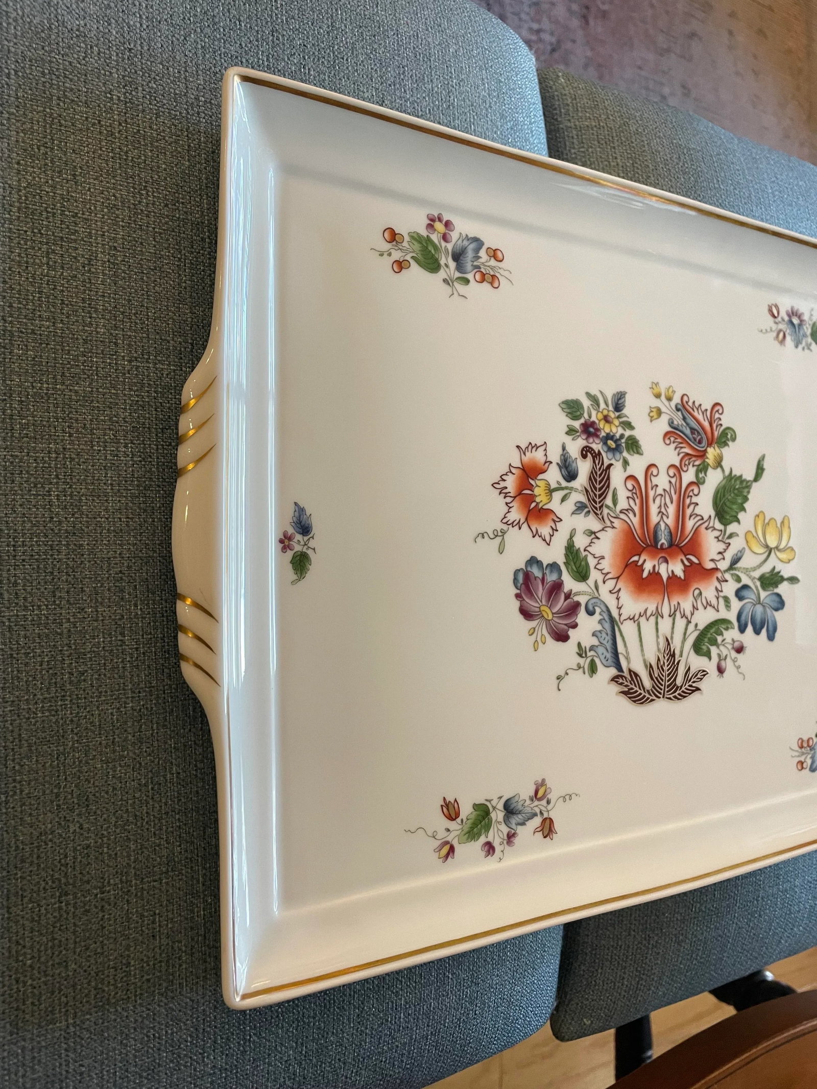 Vintage Richard Ginori Tray With Gilded Rim and Handles - 5