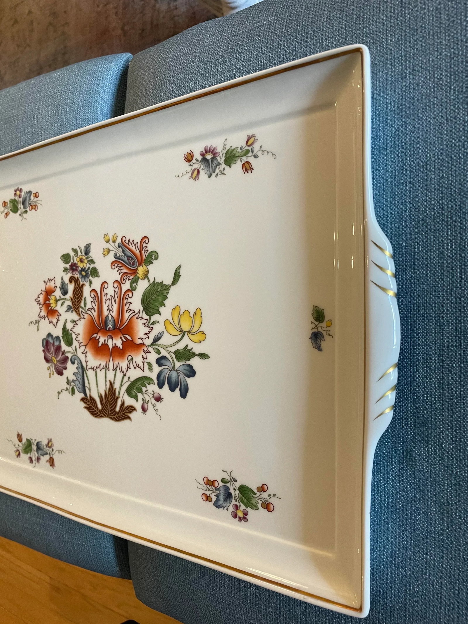 Vintage Richard Ginori Tray With Gilded Rim and Handles - 6