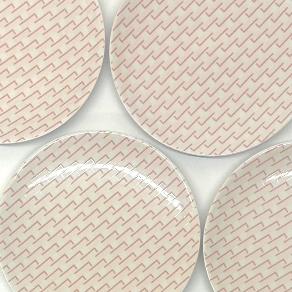 All Over Graphic Pattern Side Plates 'Foley Square Pink' by Studio Nova - Set of 4 - 4