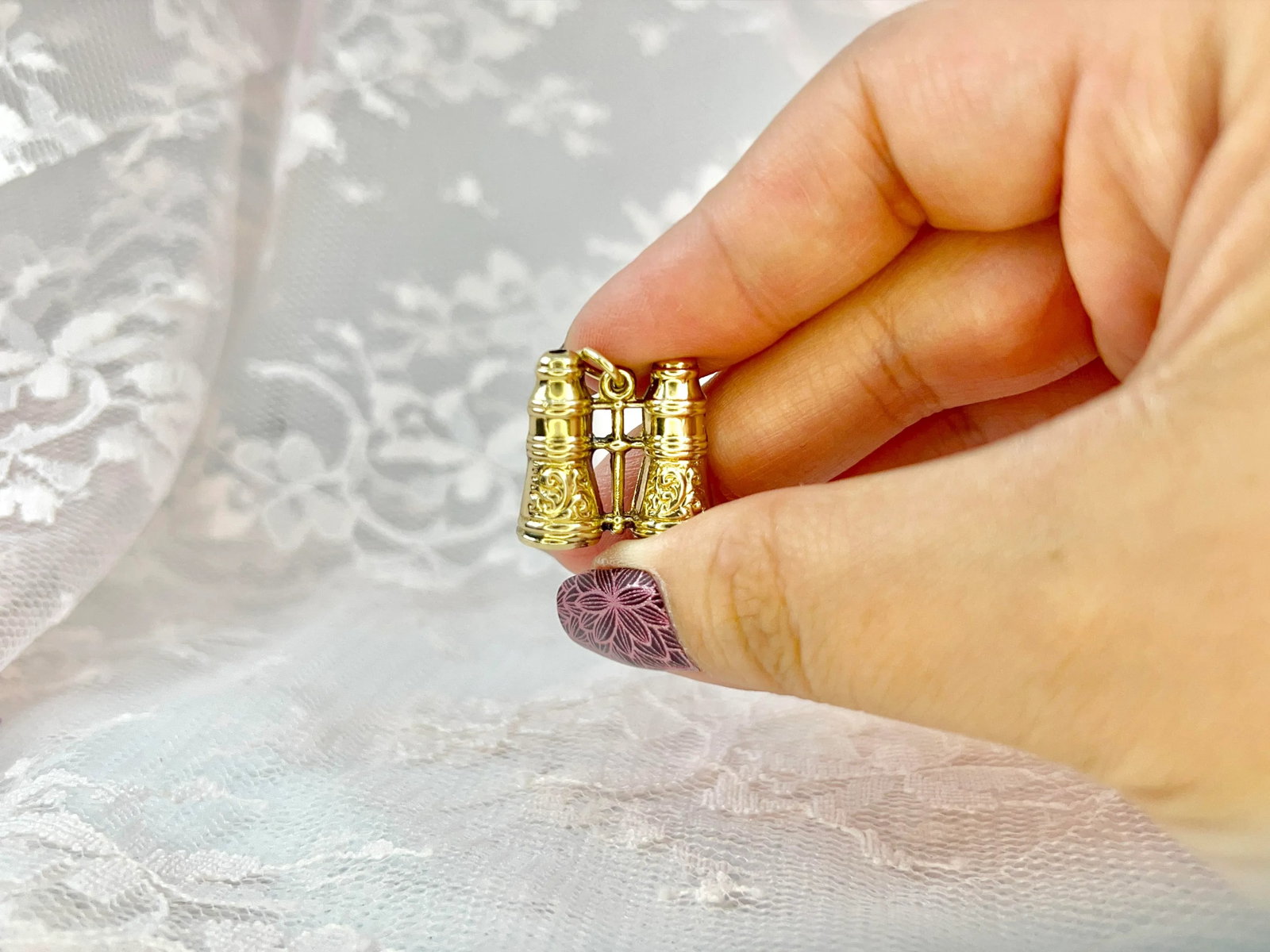 1960s Vintage Gold Binoculars Charm, 14k - 2
