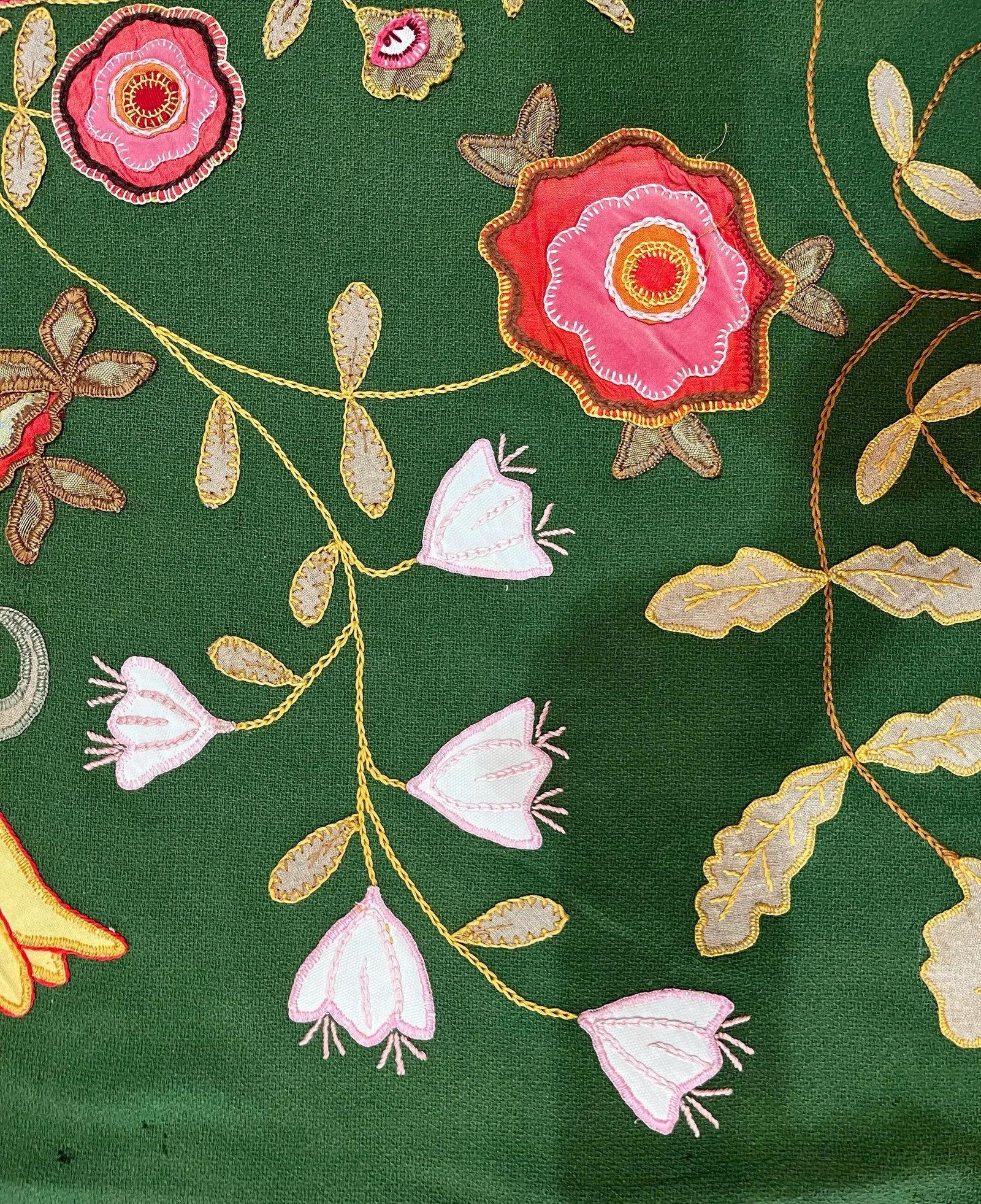 1970s Hand Embroidered Wall Hanging Tapestry - 10