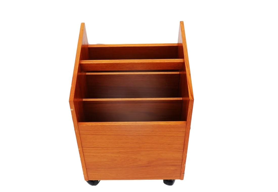 Bruksbo Norway Teak Rolling Magazine Rack - 3