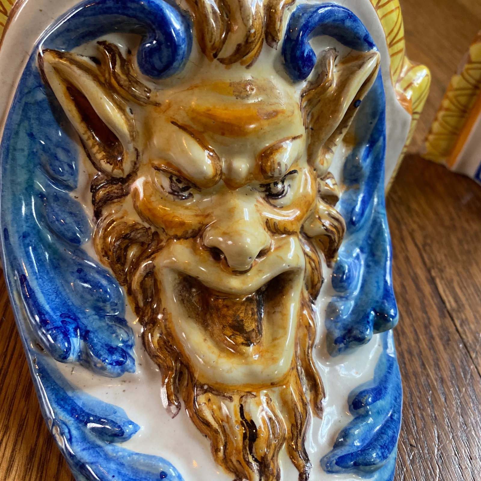 Vintage Cantagalli Satyr Majolica Wall Brackets - a Pair - 4