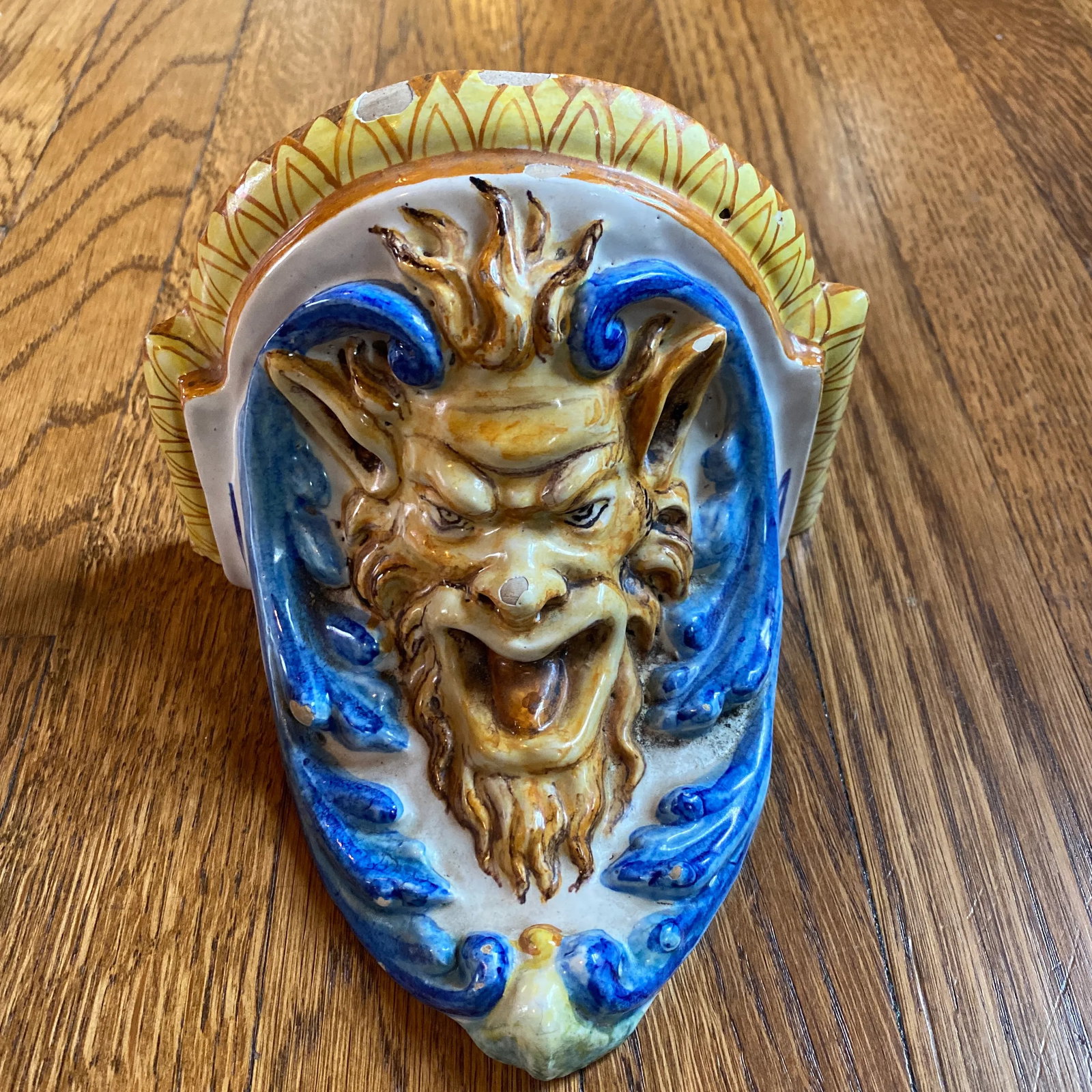 Vintage Cantagalli Satyr Majolica Wall Brackets - a Pair - 5