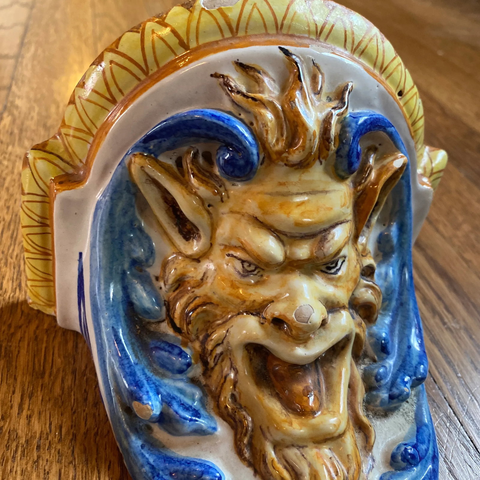 Vintage Cantagalli Satyr Majolica Wall Brackets - a Pair - 6