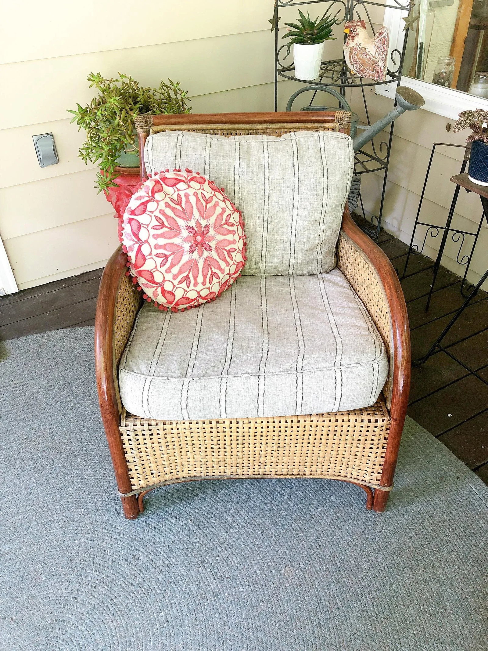 1990s Palecek Ralph Lauren Style Rattan Patio Armchair - 2