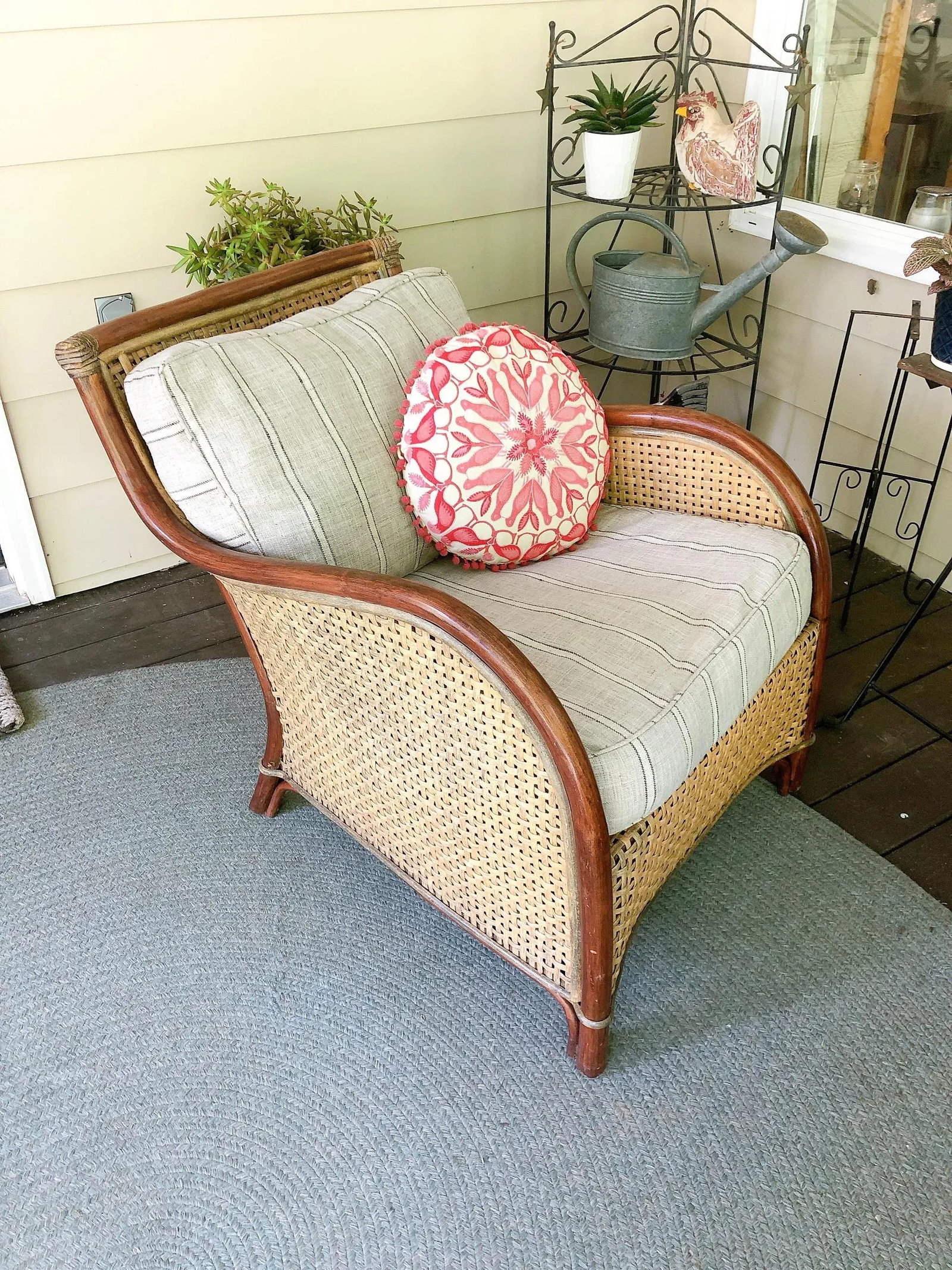 1990s Palecek Ralph Lauren Style Rattan Patio Armchair - 3