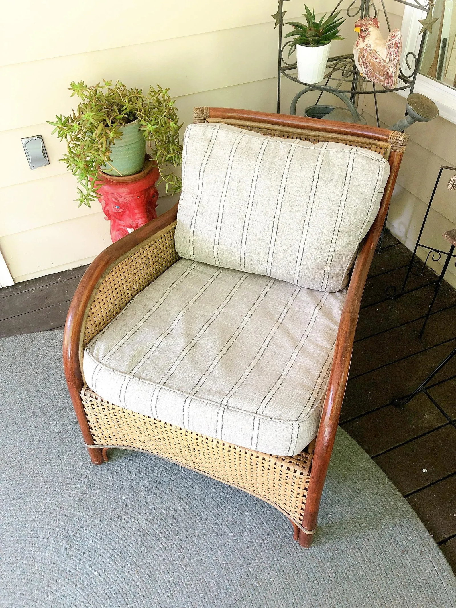 1990s Palecek Ralph Lauren Style Rattan Patio Armchair - 5