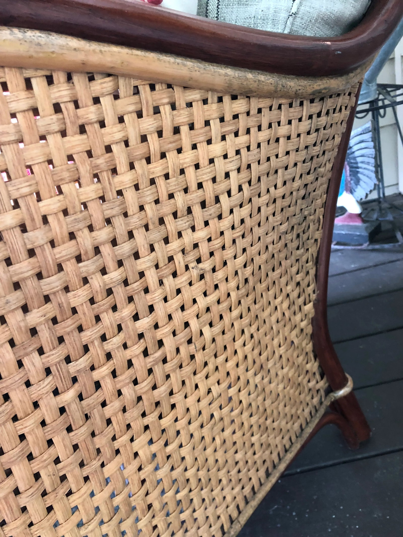 1990s Palecek Ralph Lauren Style Rattan Patio Armchair - 7
