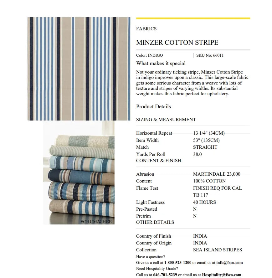 Schumacher Minzer Cotton Stripe Curtain Panels - Set of 2 - 8
