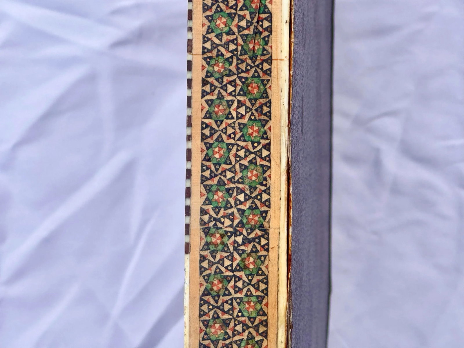 Persian Khatam Wood Inlay Octagonal Checkerboard Decorative Tray - Handcrafted Micro Mosaic Marquetr - 3