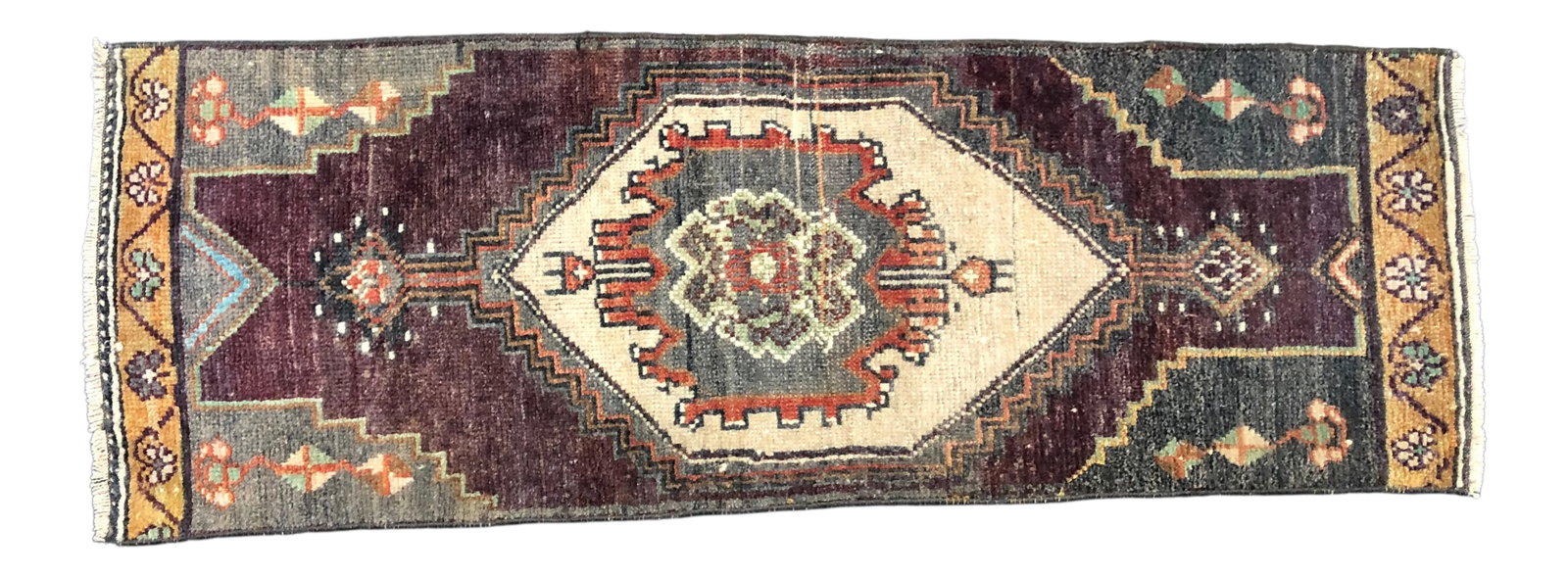 Vintage Traditional Turkish Handmade Red and Beige Small Rug (1 of 6)