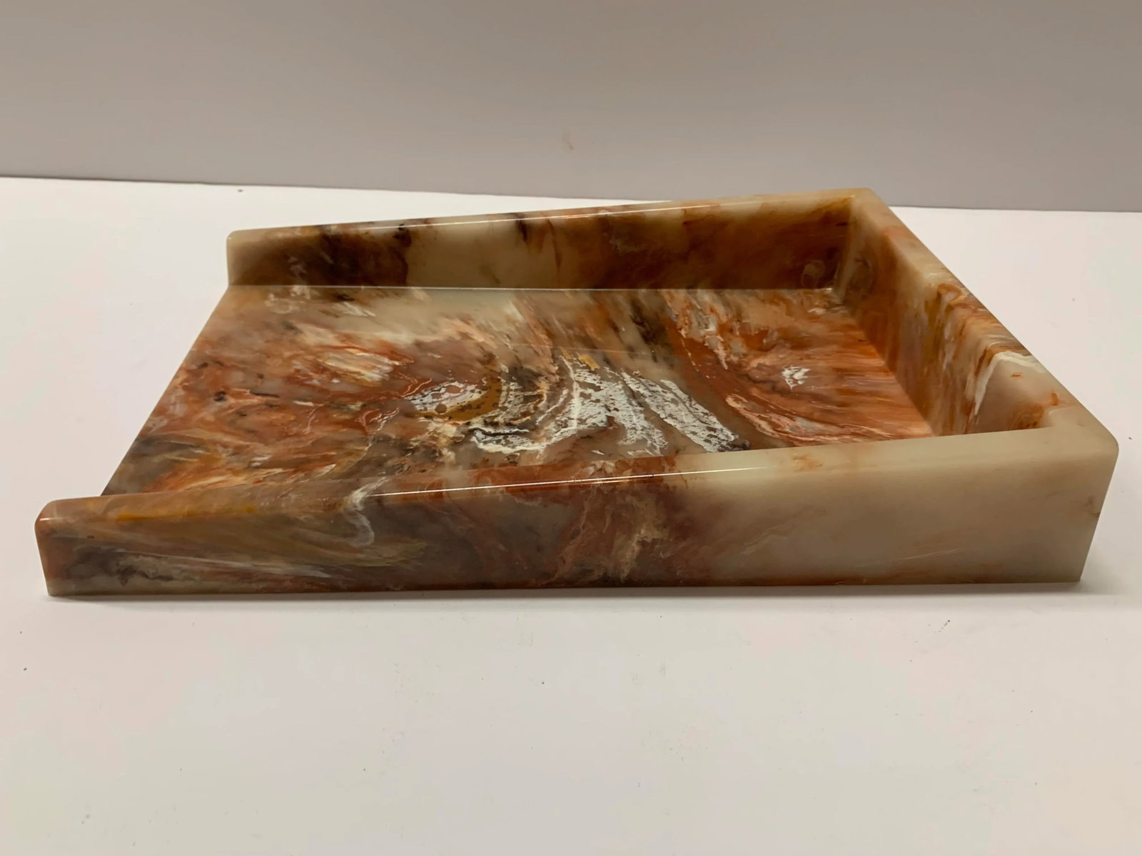 Faux Onyx Resin Desk Inbox Paper Holder - 4