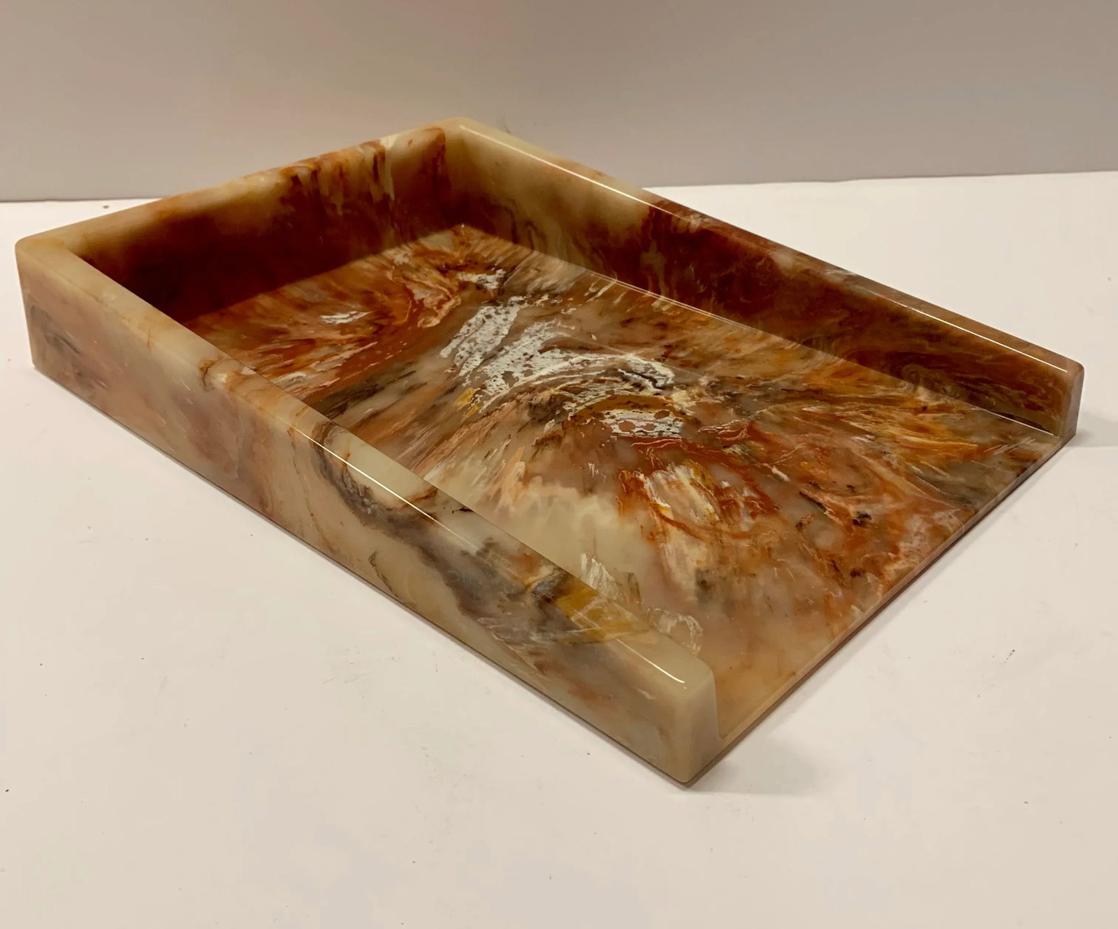 Faux Onyx Resin Desk Inbox Paper Holder - 6