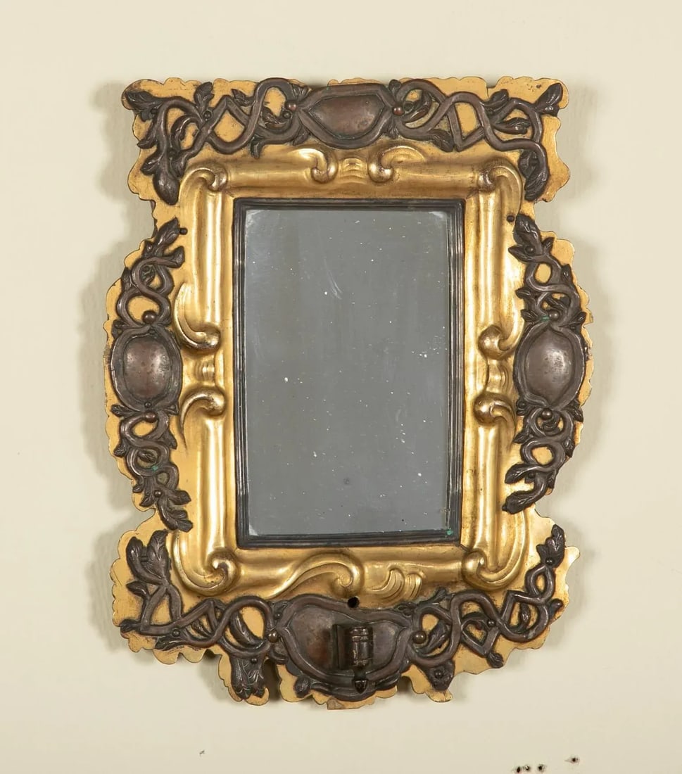 Pair of 18th Century Italian Gilt Brass and Silver Mirrors - 2