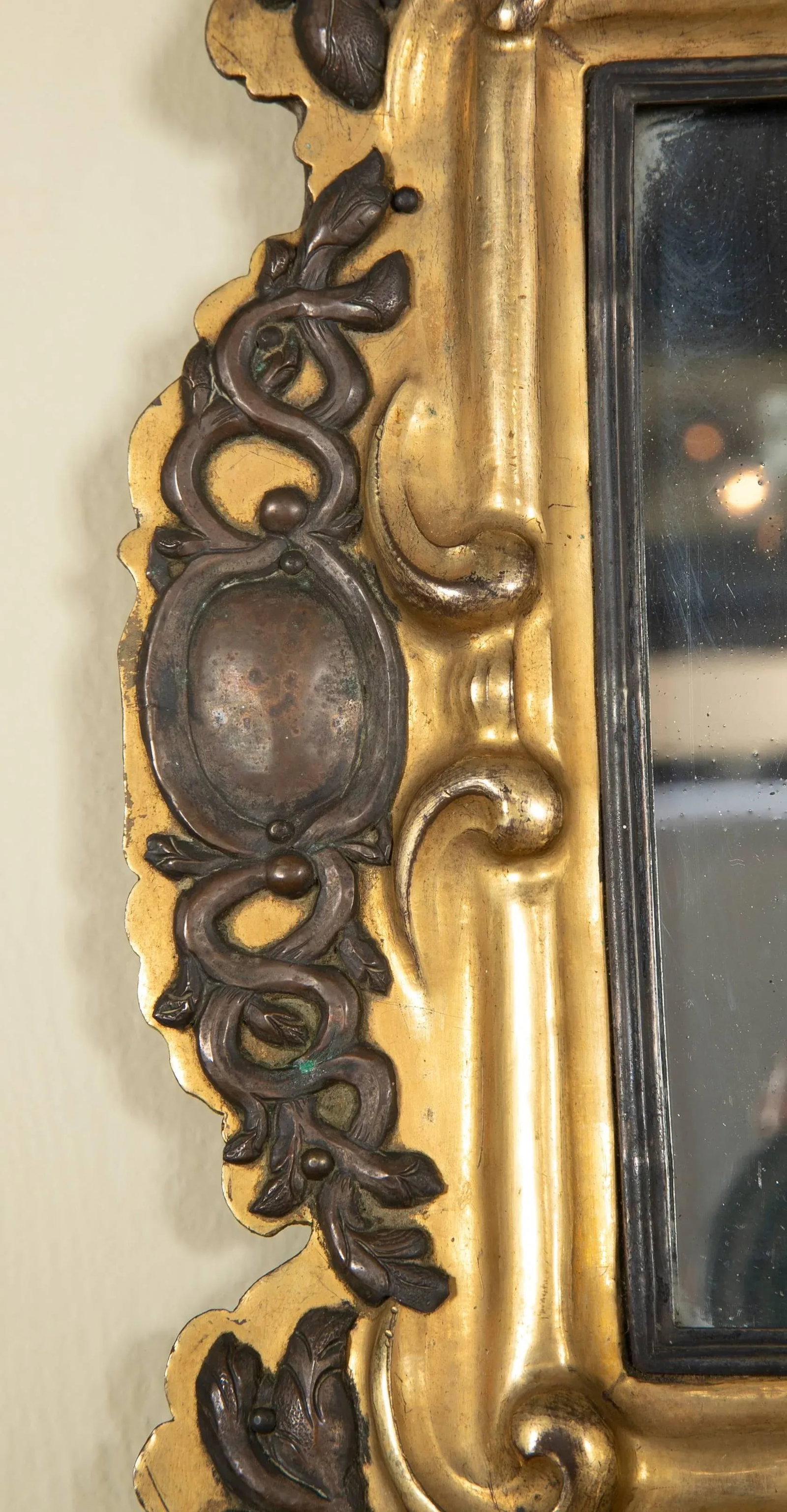 Pair of 18th Century Italian Gilt Brass and Silver Mirrors - 4