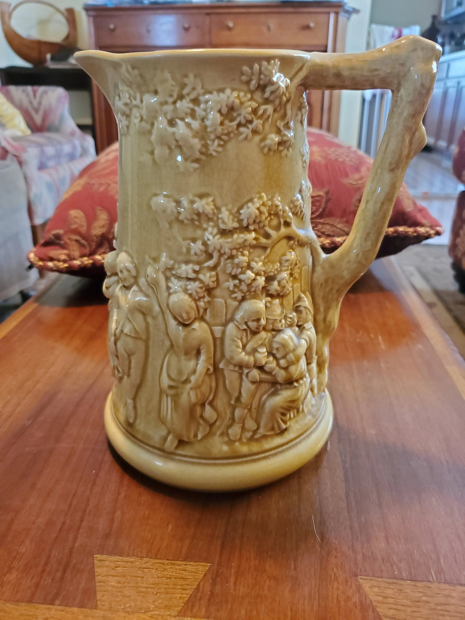 Antique 1834-1890 Signed Sarreguemines Majolica Tavern Pitcher - 12